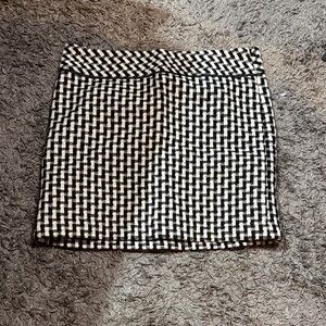 LOFT Black and White Patterned Mini Skirt